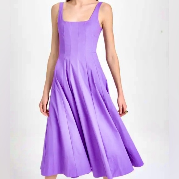 πΊπHPππΊ NWT Staud Wells Midi Dress Amethyst - Picture 2 of 16